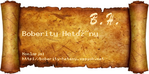 Boberity Hetény névjegykártya